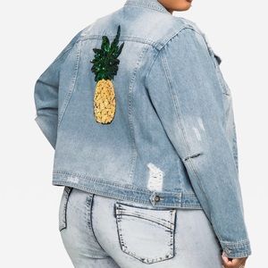Pineapple sequin jean jacket